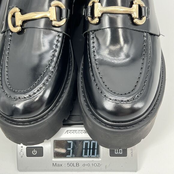 Steve Madden Lando 10 Black Patent Leather Chunky Lug Horsebit Loafers - Picture 10 of 10